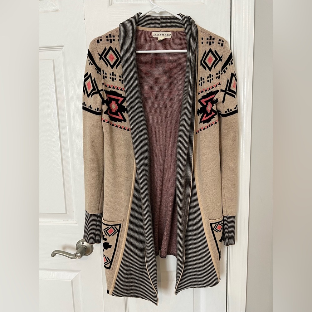 Women’s long print knit cardigan Small